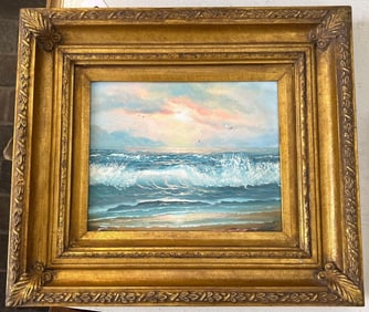 Sunset Seascape, Oil On Canvas Board