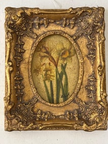 Daffodils, Oil On Board, Signed Illegibly