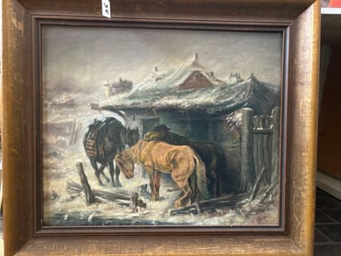 Horses In A Blizzard, Oil On Canvas