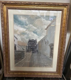 Robert Davison, (American, 20th C.) Architectural Watercolor Painting
