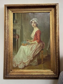 After Charles Amable Lenoir, The Seamstress, Oil On Canvas, Signed, R. Wilson