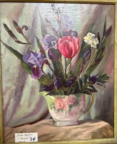 Helen Margaret Barker, (California, 1917- 1998), Still Life With Spring Flowers, Oil On Canvas Board