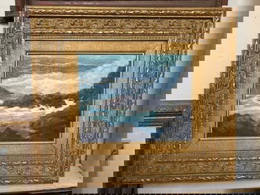 Helen Margaret Barker (California, 1917- 1998), Rocks & Sea, Carmel Seascape, Oil On Canvas Board