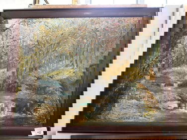 Autumn Forest Landscape, Oil On Canvas Board, Signed, K. Morrison