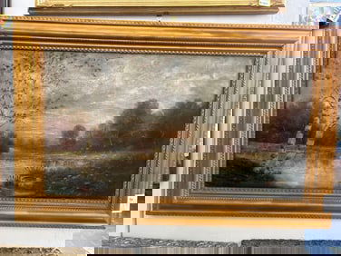 H.J. Petersen, Early 20th Century Landscape With Birch Trees, Oil On Canvas.