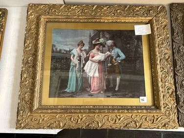 Two Victorian Colored Lithographs In Ornate Gilt Frames