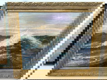 Seascape, Oil On Board, Signed Giacomelli