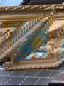 Folk Art Tavern Scene, Oil On Canvas, Signed, Kopp '94