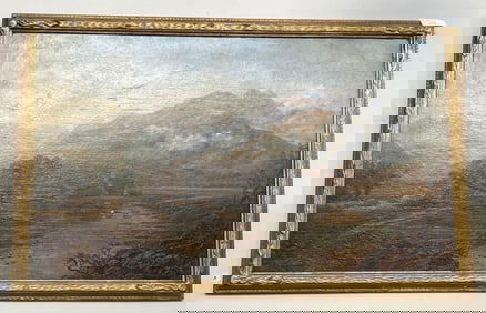 Early 20th Century Plein Air Mountain Landscape, Oil On Board