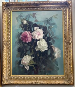 Andrea Dern (American, Contemporary) Still Life Of Roses, Oil On Canvas