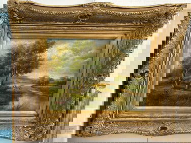 Pastoral Landscape, Oil On Canvas, Signed, H. Wood