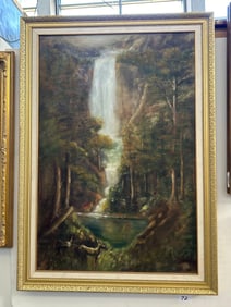 Waterfall Landscape, Oil On Canvas, Signed Kopp