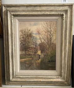 European River Landscape, Oil On Board, Signed E Simon