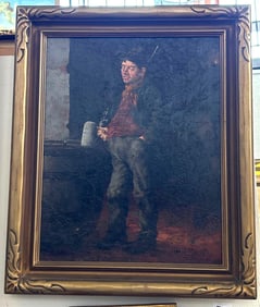 H. Otto Ruger, (German, 19th-20th C.) Man With Beer Stein, Oil On Board