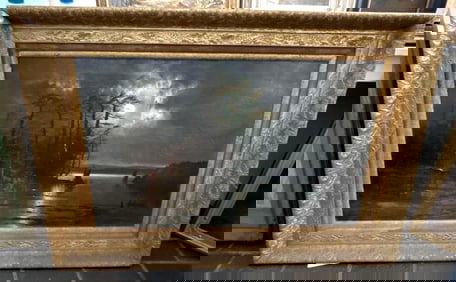 Early 20th C. Nocturne With Campfire, Unsigned