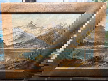 Mountain Landscape, Oil On Board, Signed Kreus