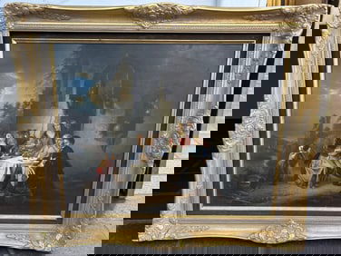 European School, Evening By The River, Oil On Board, Unsigned