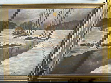 Snowy River Landscape, Oil On Canvas, Signed Fritz