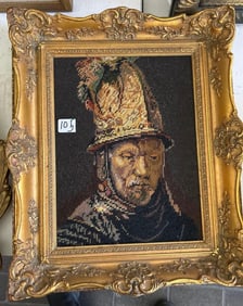 Older Needlepoint Portrait, After Rembrandt