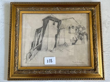 Myron A. Oliver (California, 1891-1967), European Church, Drawing On Paper