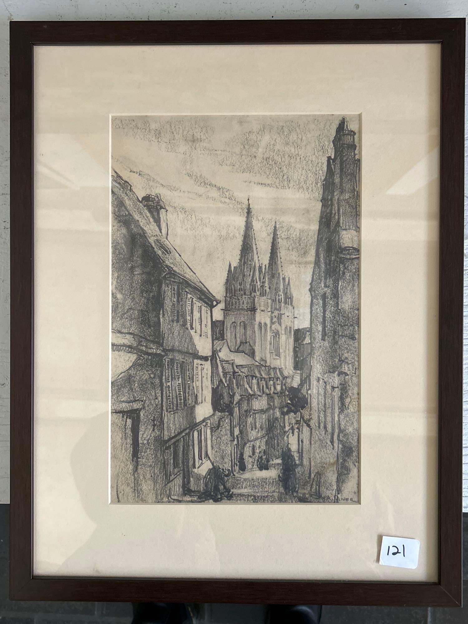 Myron A. Oliver (California, 1891-1967), European Cityscape, Drawing On Paper (1 of 5)