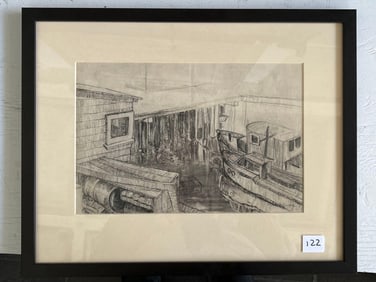 Myron A. Oliver (California, 1891-1967), Monterey Harbor Scene, Drawing On Paper