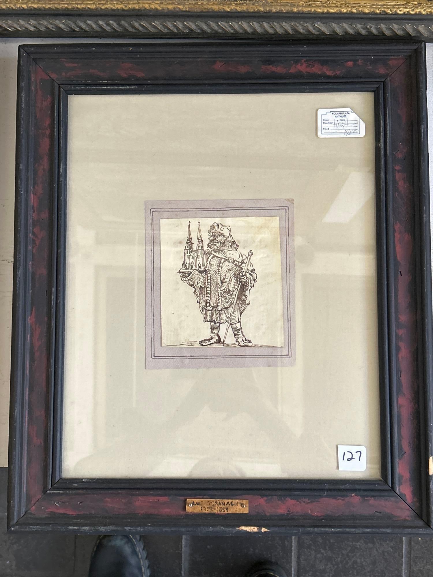 16th Century Style Drawing, Pen  & Ink, Reverse Marked Lucas Cranach (1473-1553) (1 of 7)