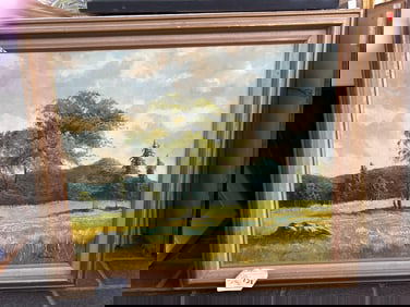 Meadow Landscape, Oil On Canvas, Signed Lawrence