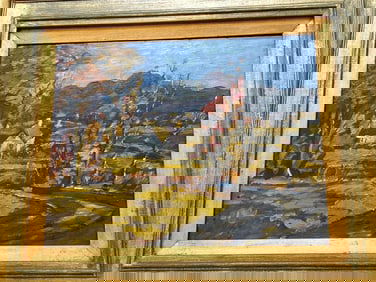 Autumn Landscape, 20th C. Oil On Board