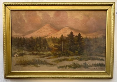 Redwood Forest Landscape, Oil On Board, Signed Illegibly