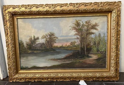 Cottage Landscape, Oil On Canvas
