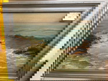 Gustav Cimiotti (American, (1875-1969) Seascape, Oil On Canvas Board