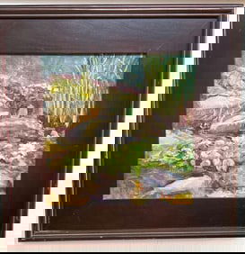 Veronica Korty (American, Contemporary), Water Lilies Behind The Scenes, Oil On Canvas Board