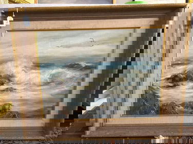 Lucille Lyon Herbert (California, 20th C.) Carmel Seascape, Oil On Canvas Board