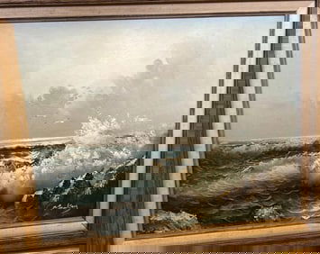 Helen Markey (American, 20th C.)Seascape With Gulls, Oil On Canvas