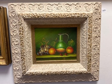 Still Life With Fruit, Oil On Canvas Board, Signed Rossi