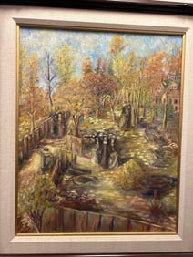 J.V. Kopp (American, 20th C.) Nuns Raking Leaves, Oil On Canvas.
