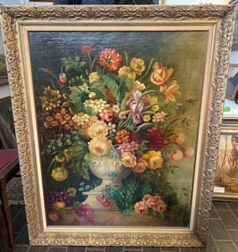 Jessie Walker (American, 20th C) Large Floral Still Life, Oil On Canvas