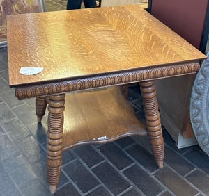 Late 19th C. Tiger Oak Parlor Table