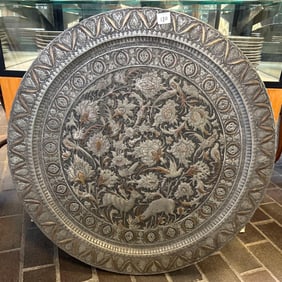 Older Persian Silvered Copper Tray
