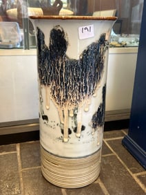 Asian Porcelain Umbrella Stand With Camel Motif