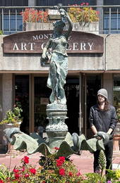 Bronze Figural Outdoor Fountain With Seashells  & Dolphins