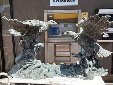 Monumental Bronze Eagle Sculpture Or Table Base, Signed A. Mayor.