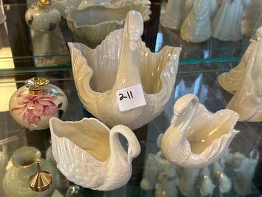 Group Of Lenox Swan Dishes & Perfume Bottle