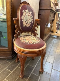 Antique Needlepoint Accent Chair