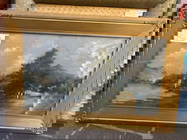 Landscape With Sailboats, Pastel On Paper, Signed Hollander