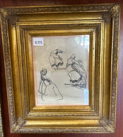 Myron A. Oliver (California, 1891-1967), Artist's Study Of Three Women, Drawing On Paper.