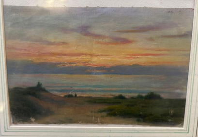 Sunset Scene, Oil On Canvas, Unsigned