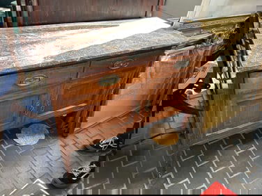 Antique Marble Top Sideboard Or Washstand With Inlaid Details