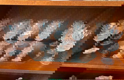 12 Edinburgh Crystal Tall Water Goblets And Wine Stems, Etched Thistle Pattern